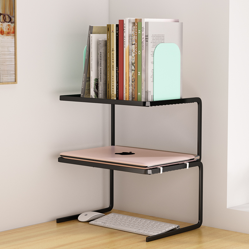 速发办公室置物架书桌上收书办小纳简易儿童铁艺架公桌面工位神器