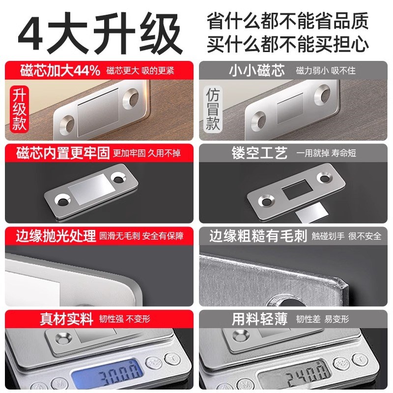 速发德国衣柜门磁吸固定卡扣橱门闭合器厨门关不紧神器抽屉免打孔