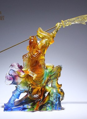 速发古法琉璃公公神奉摆件武财神关羽客厅办公室供像关司乔迁开业