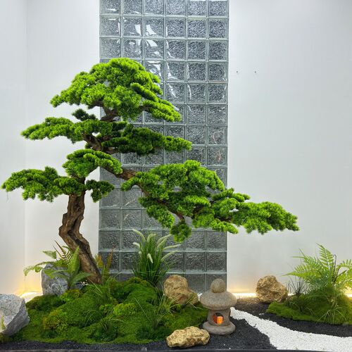 速发仿真迎客松室内外装饰造景真树绿植罗汉松假美人松大型落地摆