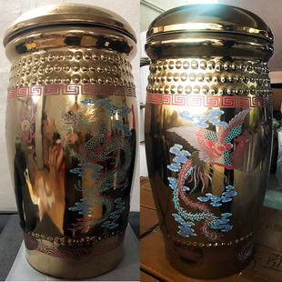 速发大号陶瓷罐双盖捡骨坛盒镀金龙凤捡骨金坛大棺材迁坟捡骨