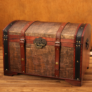 速发复古木箱子带锁收纳箱箱特号上锁储物大密码首饰盒百宝箱