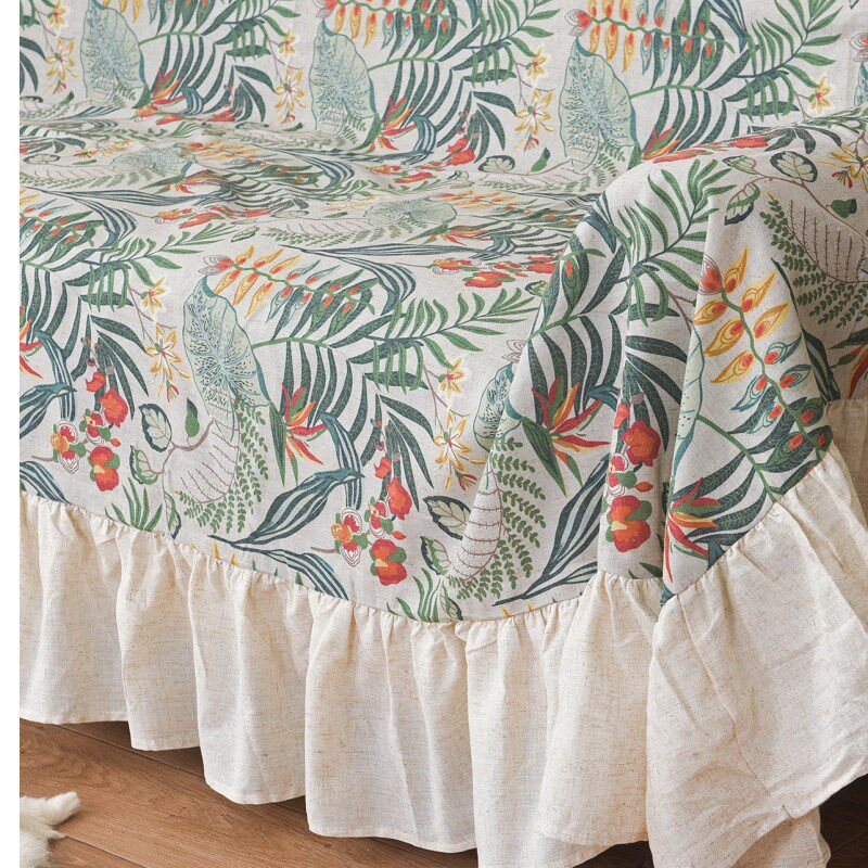 速发乐轩叶新品风沙发巾美式边园荷秀田沙发全盖布防猫爪厂家