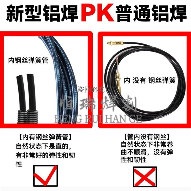 速发超强款铝焊专用送丝管胶管加钢丝弹簧管加石墨烯管三层保护