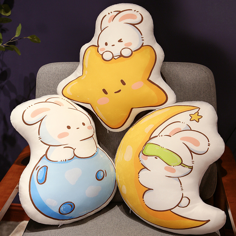 速发可爱兔子抱午背发客厅靠枕办公室枕睡枕车内靠垫宿舍学生靠沙