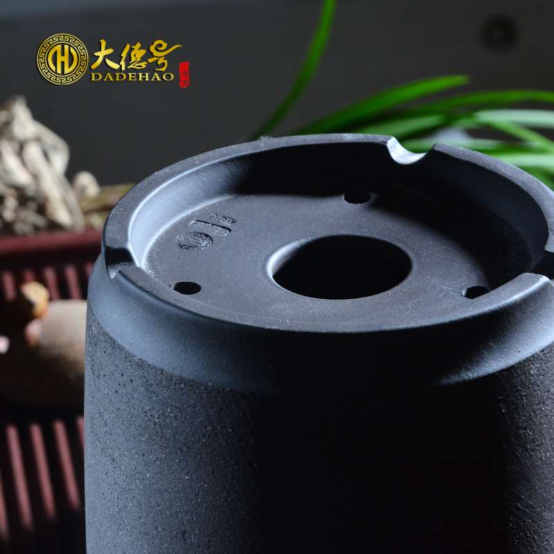 紫砂兰花花盆陶瓷家用欧式复古圆筒透气兰草莲瓣蕙兰专用花盆带托