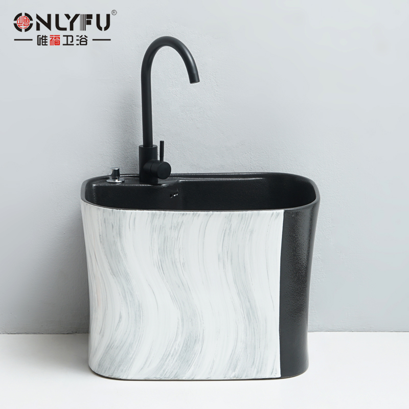 拖把池墩布池大号方形拖布池拖把盆阳台北欧简约黑色大尺寸家用