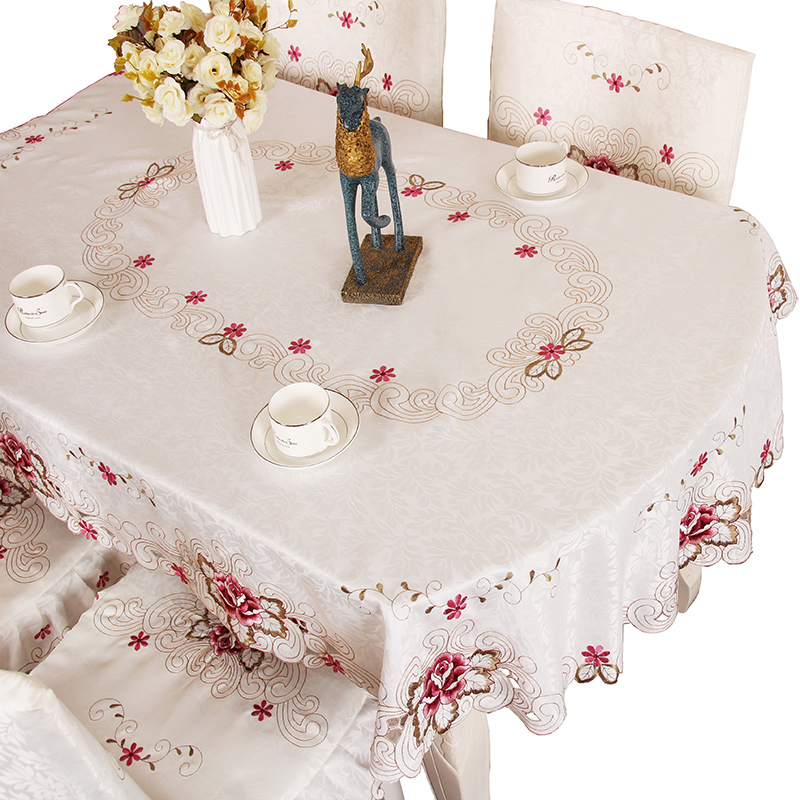 欧式桌布折叠椭圆形餐桌布布艺蕾丝刺绣大小圆形台布茶几桌布桌垫