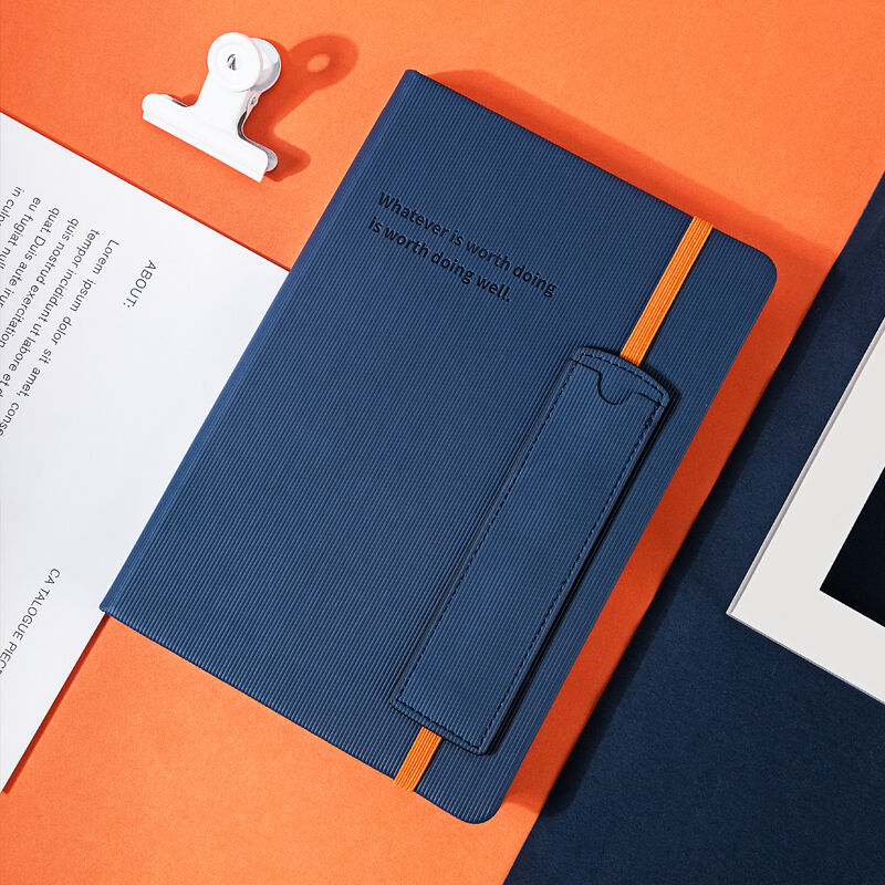 飞兹(fizz)A5/120张插笔绑带皮面本书签丝带商务笔记本子工作记事