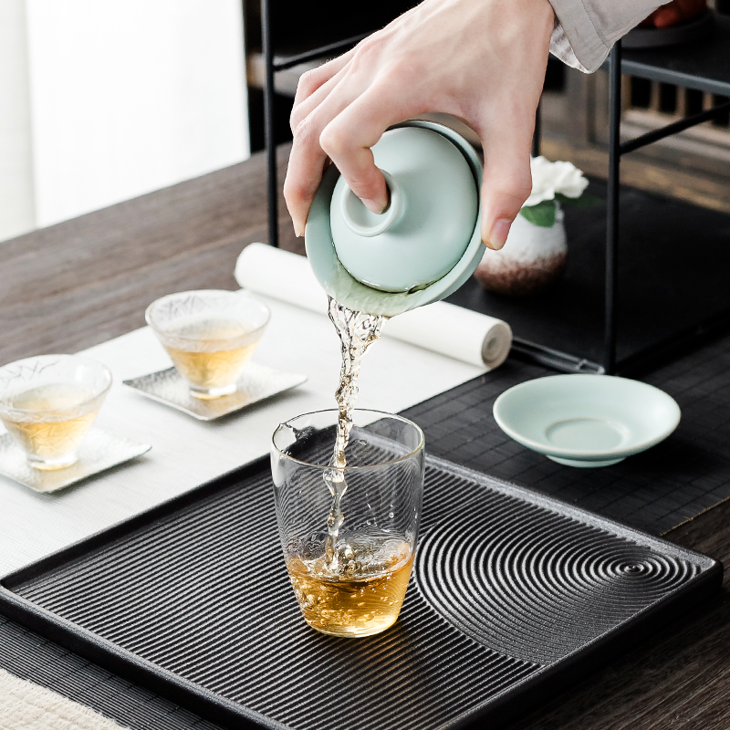 牛仁汝窑三才盖碗茶杯陶瓷功夫茶具办公家用开片可养泡茶碗敬茶碗