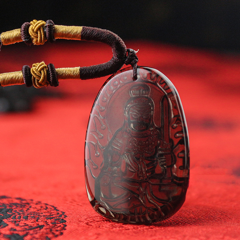 不动尊明王菩萨吊坠冰种黑曜石本命佛属鸡生肖八大守护神项链男女
