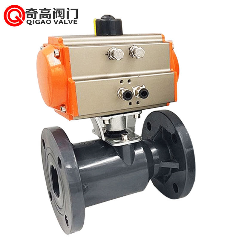 极速气动法兰UPVC球阀一体式PVC球阀PVC气动双由令球阀塑料球阀