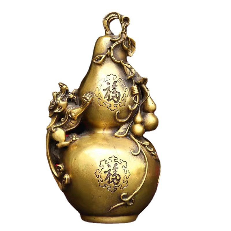 黄铜葫芦福禄一对家居摆件桌面装饰开业送礼金属工艺酒柜玄关摆件