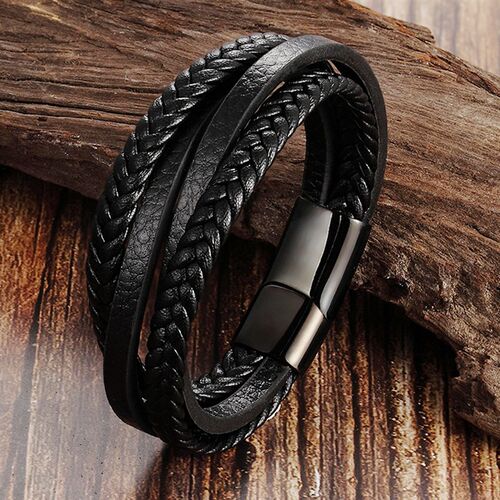 极速Fashion Simple Design Multilayer Leather Rope Hand Woven