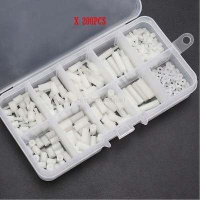 极速200Pcs/set M2 M2.5 M3 M4 Black/White Hex Nylon Standoff