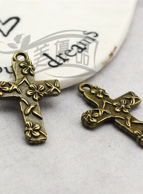 DIY饰品配件,16x26mm古青铜十字架吊坠,6元30个