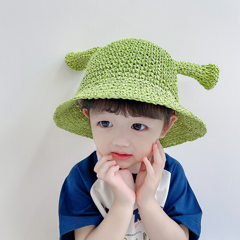 痞幼抖音同款帽子可爱史莱克婴儿宝宝儿童帽亲子款春秋薄款针织帽