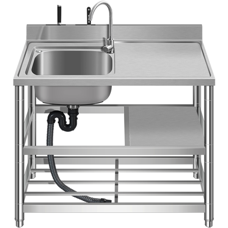 厨房不锈钢水槽304 洗菜盆家用洗碗池加厚带支架落地平台简易水池