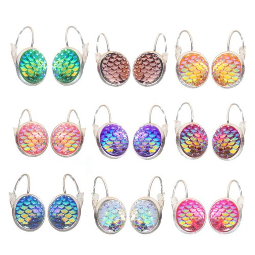 极速Earring accessories are colorful, shining Mermaid scales