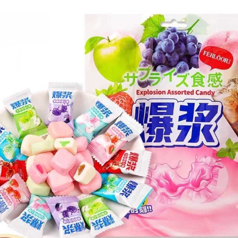 爆浆瑞士糖多口味混合水果夹心糖果软糖糖果独立喜糖招待糖果批发