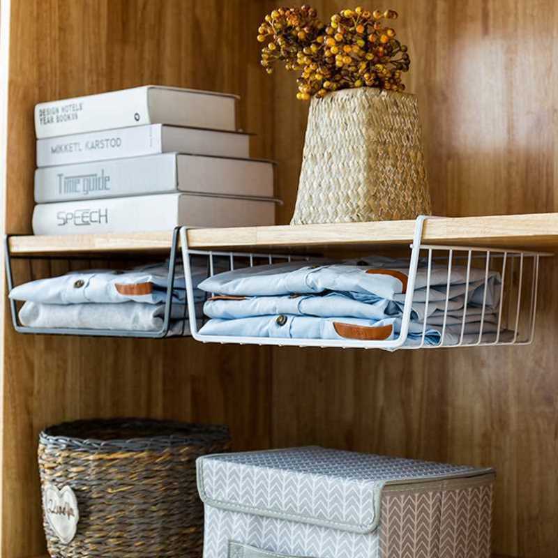 厨房橱柜隔板下挂篮衣柜收纳架储物架宿舍办公桌挂架整理架置物架