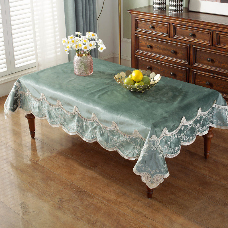 欧式奢华家用简约长方形椭圆形正方形蕾丝布艺茶几台布餐桌布桌布