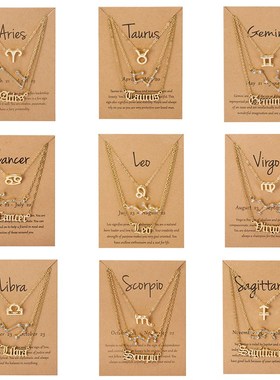 3Pcs/Set Cardboard Star Zodiac Sign Pendant Gold Color 12 Co