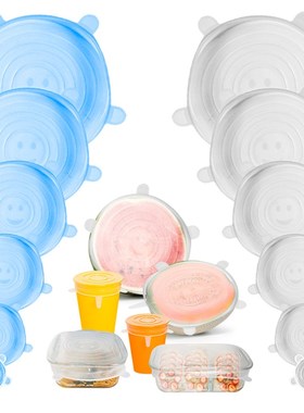 6 PCS Silicone Fresh-keeping ver Sretch Lid Adaptable Airtig