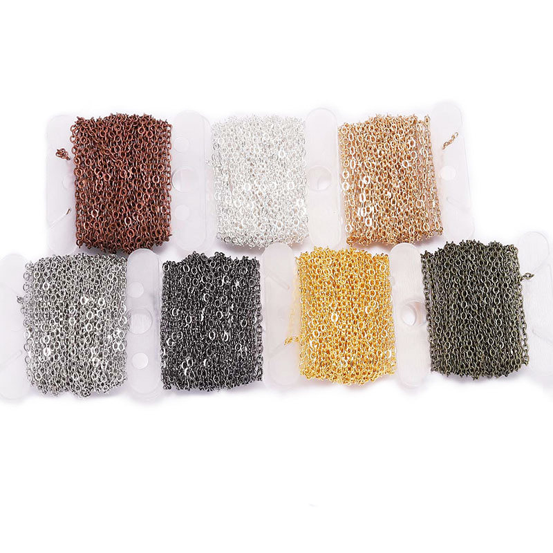 5M/lot 1.3-2.5mm Gold Rhodium Copper Bulk Fine Necklace Chai