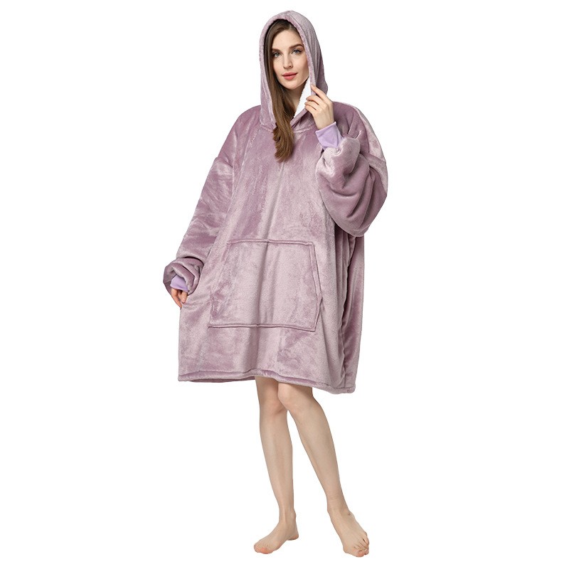 Lazy sleeping Blankets Warm Soft Hoodie Slant Robe Bathrobe