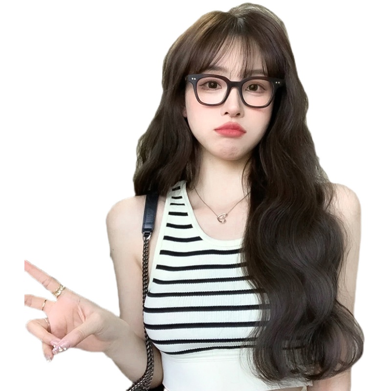 假发女长发自然仿真全头套式2022年新款时尚空气刘海长卷发大波浪