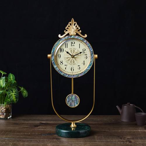高端黄铜座钟家用轻奢台钟客厅台式钟表欧式坐钟摆件新中式石英钟