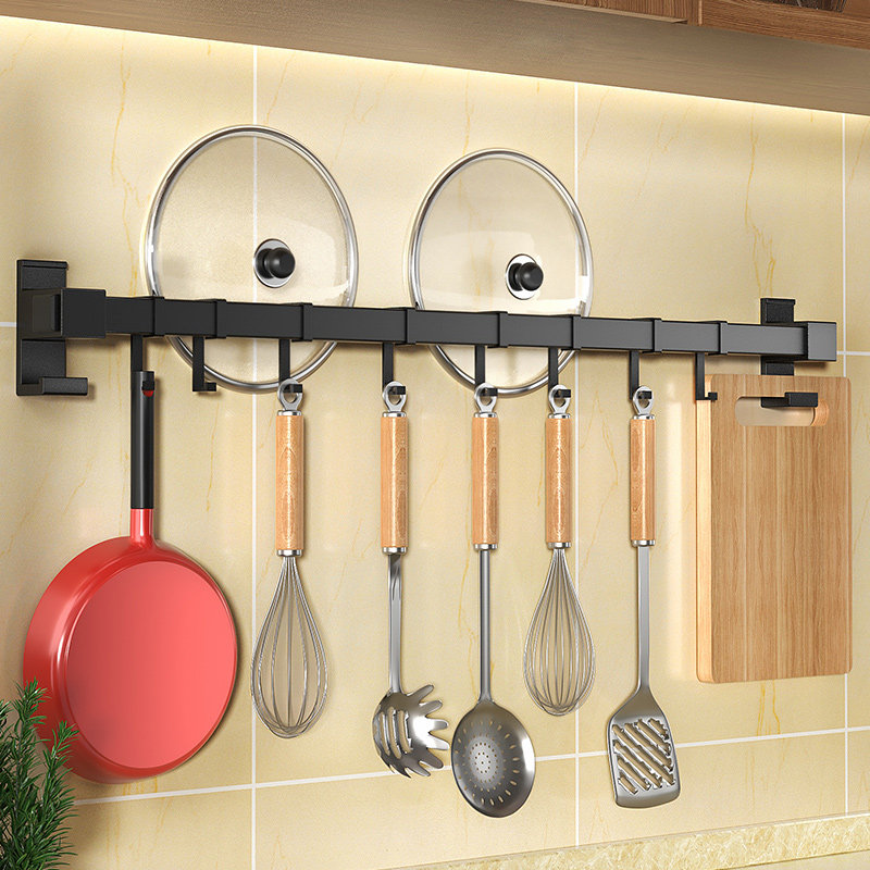 厨房挂杆免打孔太空铝挂钩壁挂铲子勺子多功能厨具用品挂架置物架