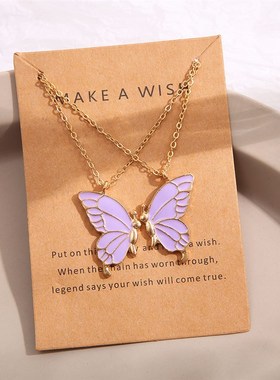 Colorful butterfly necklace clavicle chain彩色蝴蝶项链锁骨链