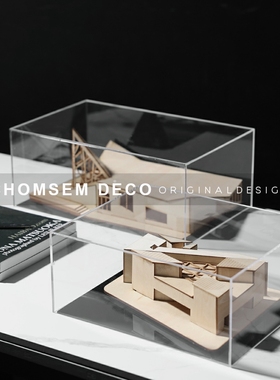 现代高端亚克力微缩别墅软装饰展示盒样板间书房客厅玄关艺术摆件