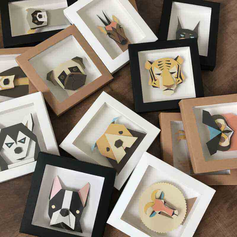 极速动物艺术创意制作拼贴画儿童diy相框材料包立体手工课活动展