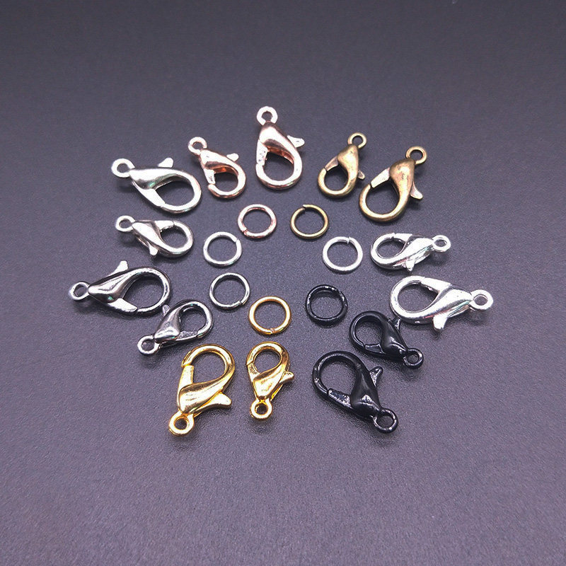 30Pcs Lobster Clasp Hook and 100Pcs Open Circle Jump Rings J