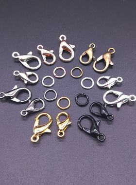 30Pcs Lobster Clasp Hook and 100Pcs Open Circle Jump Rings J