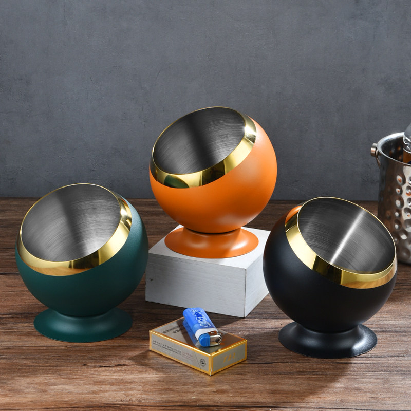 酒吧KTV桌面垃圾桶不锈钢台面果皮缸轻奢风桌上茶几家用小收纳桶