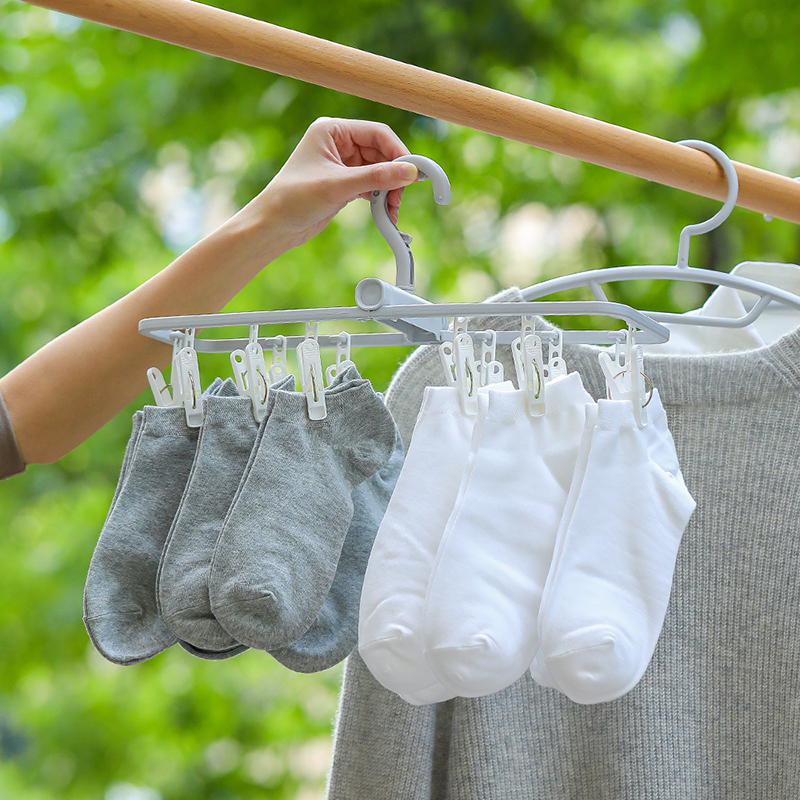 多夹子旅行晾衣架可折叠袜子内衣架子晾晒神器防风家用小型晾袜架