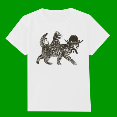 CAT SHIRT FUNNY SHIRT FOR MEN COWBOY  VINTAGE WESTERN 2026