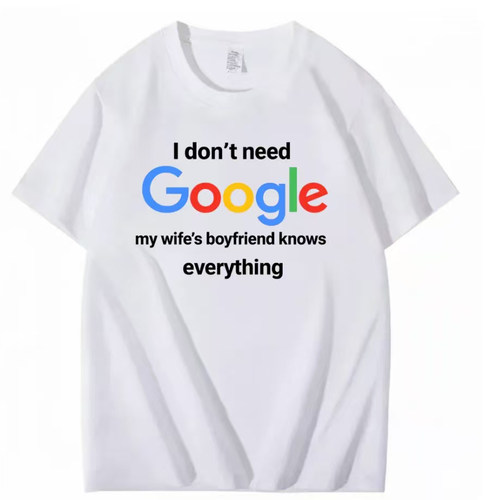 美式趣味 GoogleT恤恶搞my wife's boyfriend 文字短袖男女同款