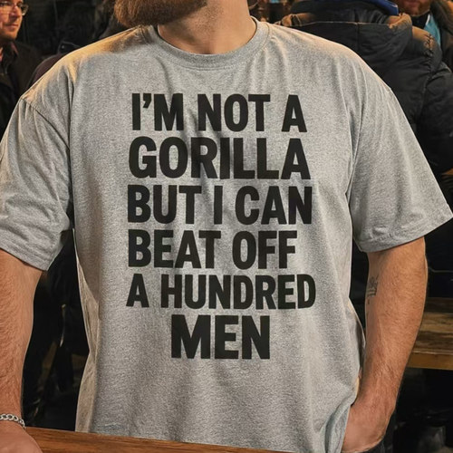 美式复古 I'M NOT A GORILLA 趣味标语印花短袖 T 恤男女宽松灰色