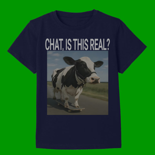 CHAT IS THIS REAL HUMOR FUNNY T-SHIRT FOR MEN 2026趣味牛短袖