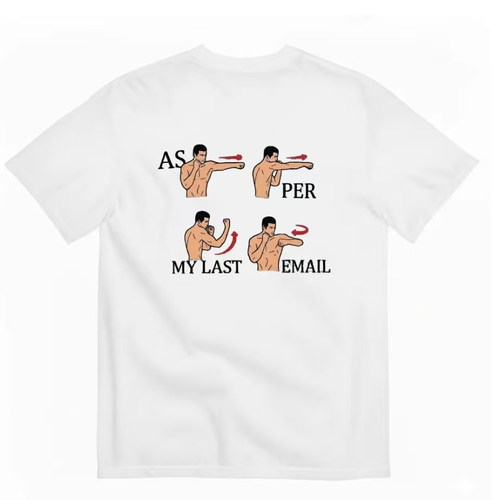 As Per My Last Email 拳击打工人趣味印花T恤发疯梗宽松短袖男女