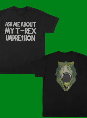 MY T-REX FUNNY T-SHIRT恐龙字母趣味搞笑短袖T恤男2026休闲宽松