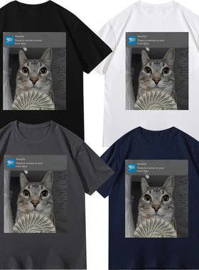 CAT FUNNY T SHIRT趣味搞笑小猫咪头像短袖T恤男女2025年新款宽松