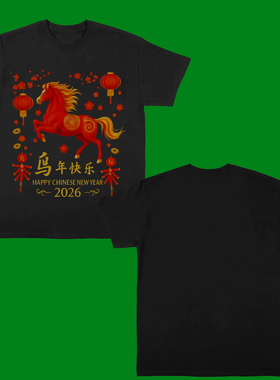 CHINESE NEW YEAR FIRE HORSE T-SHIRT2026新款宽松本命年马生肖