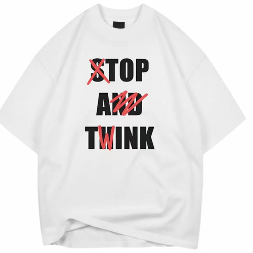 stop and think funny t -shirt美式幽默休闲字母短袖T恤男2026年