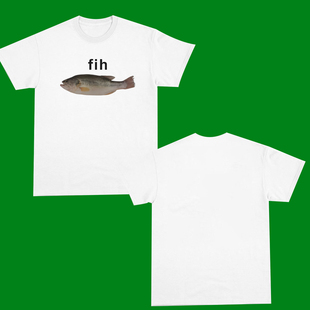 FISH 潮牌字母休闲短袖 FUNNY SHIRT美式 T恤男2025年幽默百搭
